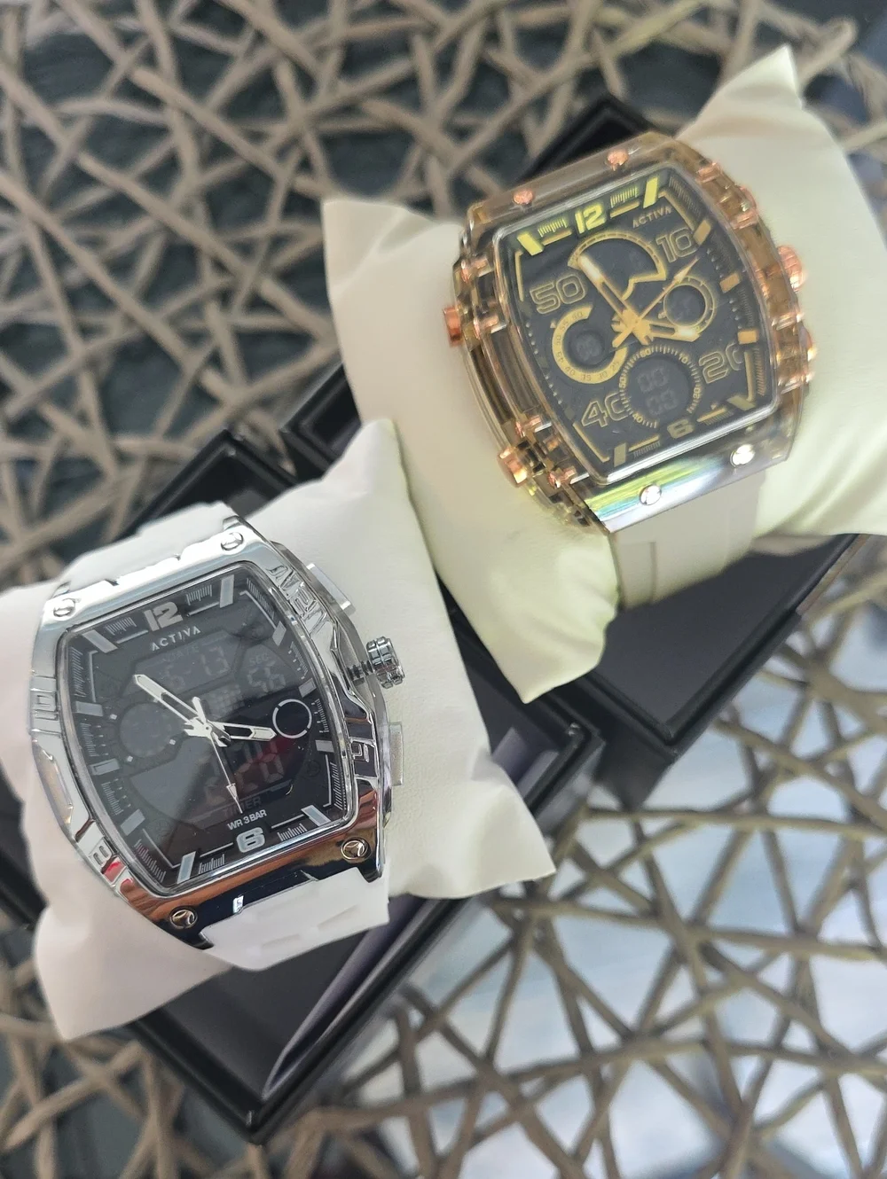 286. ACTIVA Sport Watches- Silver & White Anf Rose Gold & Beige